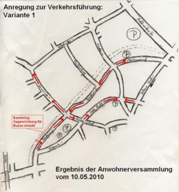 Einbahnstraßenregelung: Bürgervorschlag 1